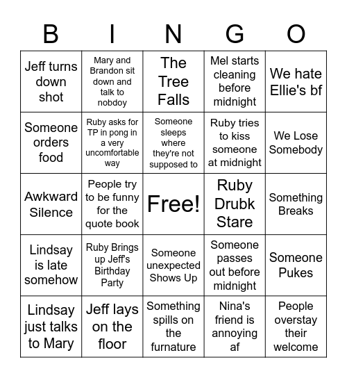 NYE! Bingo Card