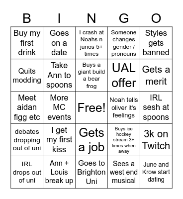 erin 2023 bingo Card