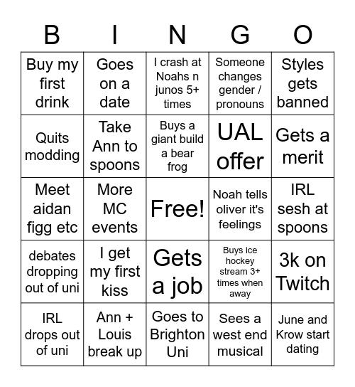 erin 2023 bingo Card