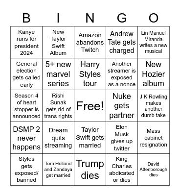 General Bingo Card