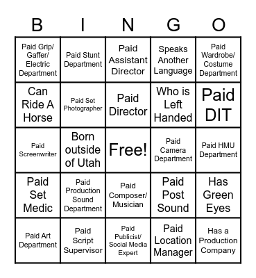 One person per spot no repeats! Bingo Card