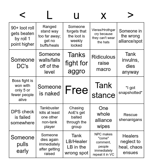 Ex Astris Alliance Bingo Card