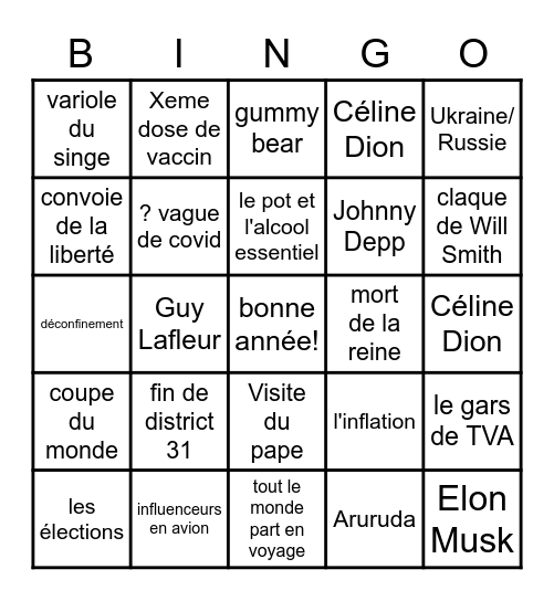 bye bye 2022 Bingo Card