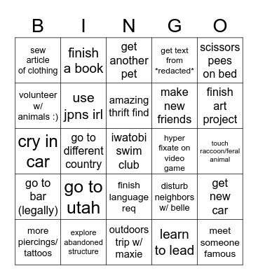 2023 card Bingo Card