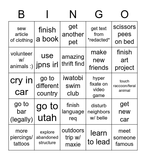 2023 card Bingo Card