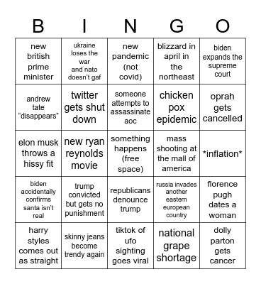 2023 bingo Card