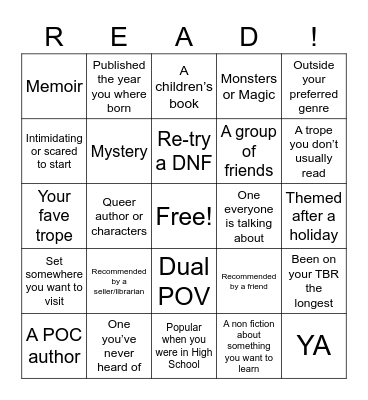 2023 Reading Challenge Bingo Card