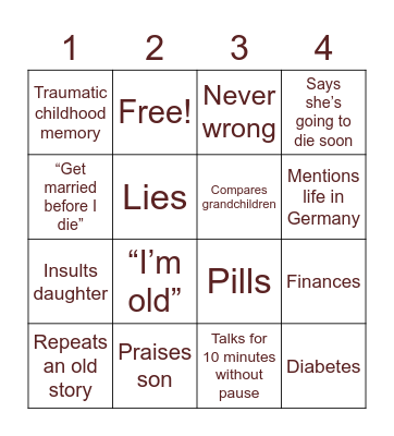 oma Bingo Card
