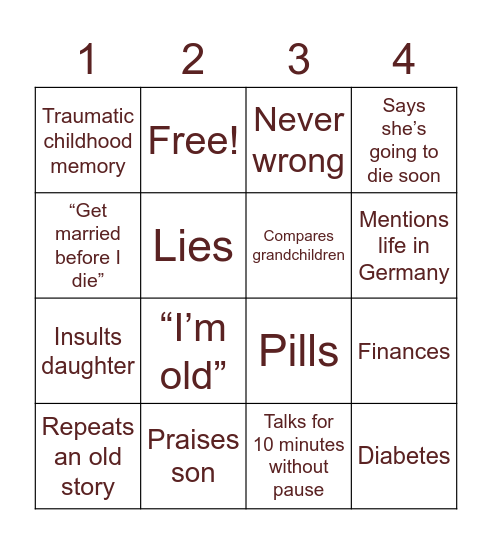 oma Bingo Card