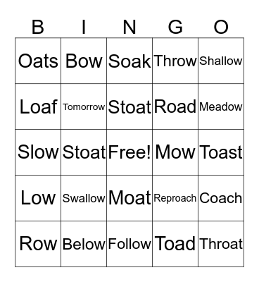 OA & OW BINGO! Bingo Card