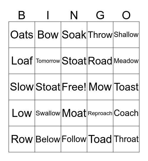OA & OW BINGO! Bingo Card