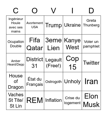 2022 Bingo Card