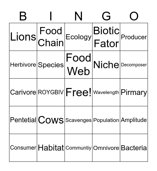 Science Rocks Bingo Card
