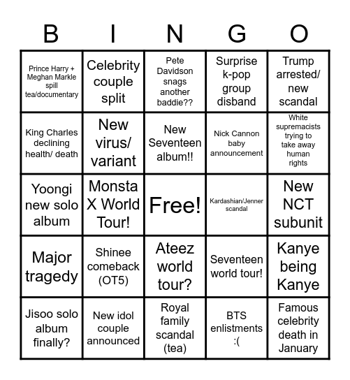 2023 Bingo Card Bingo Card