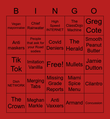 Tom's 2022 Bingo- Haters Edition Bingo Card