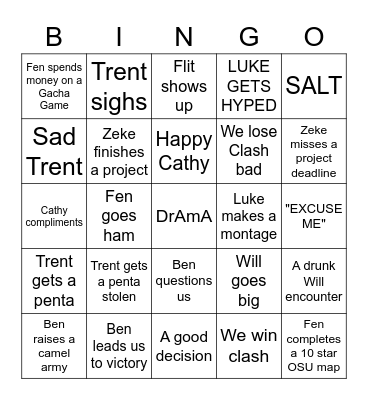Storming Crusaders Bingo 2023 Bingo Card