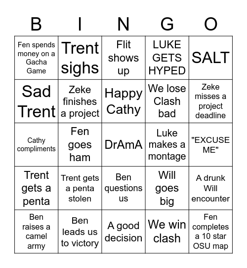 Storming Crusaders Bingo 2023 Bingo Card