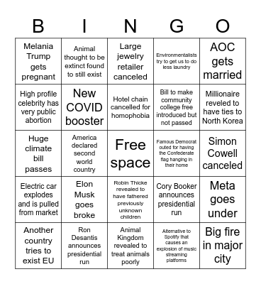 2023 Bingo Card