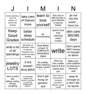 2023 Goals 25/25 for BINGO Card