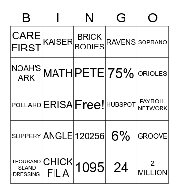 HERITAGE BENEFITS BINGO Card