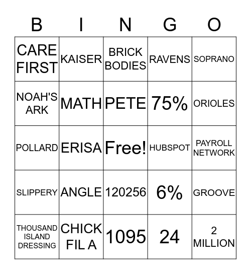 HERITAGE BENEFITS BINGO Card