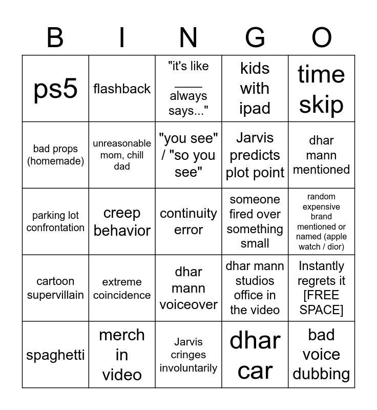 Dhar Mann Bingo v4 Bingo Card