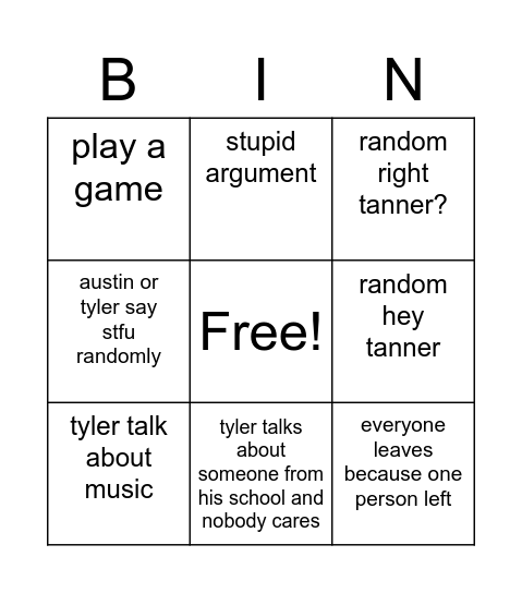 vc? Bingo Card