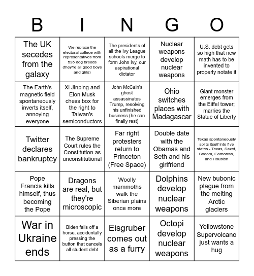 2023 Bingo Card 🥳 Bingo Card
