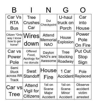 NAO Bingo Card