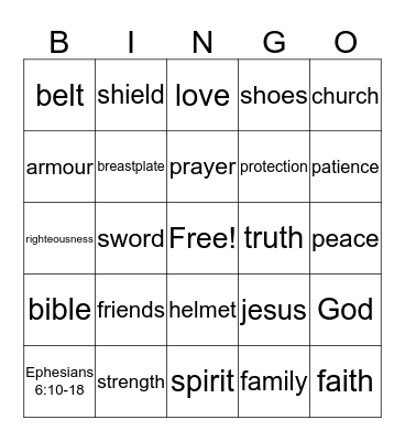 Armour of God Bingo Card