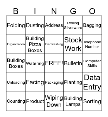 Job Skills Bingo Card