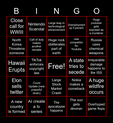 2023 Bingo Card Bingo Card