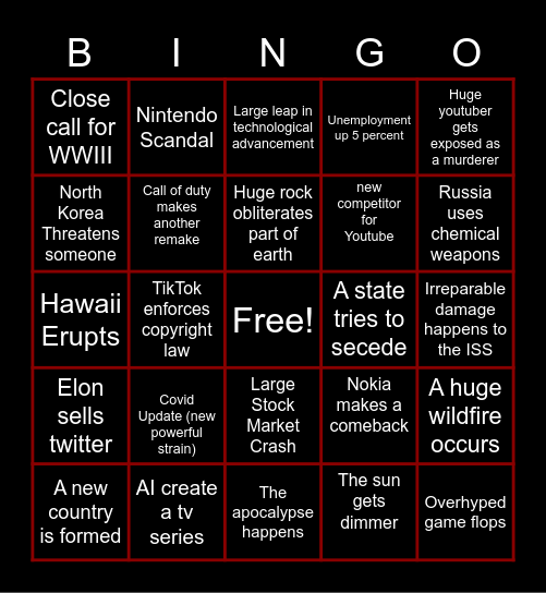 2023 Bingo Card Bingo Card