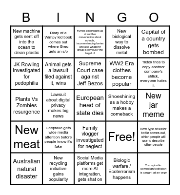 2023 Bingo Card