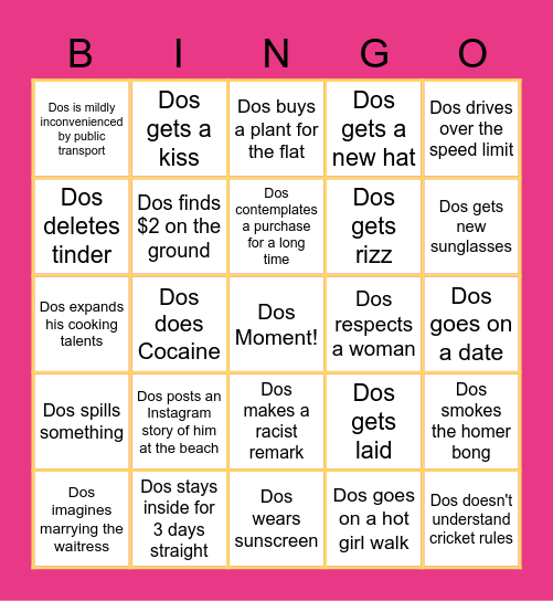 Summer of Dos Bingo Card