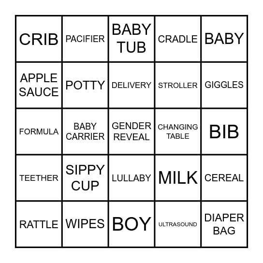 BABY BINGO Card