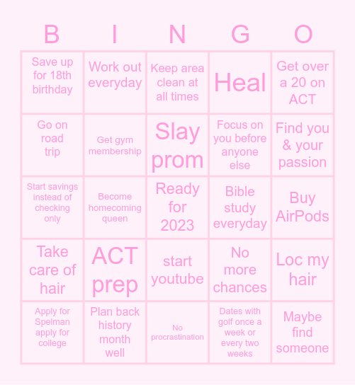 2023 Bingo Card