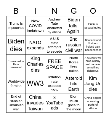 2023 Bingo Card