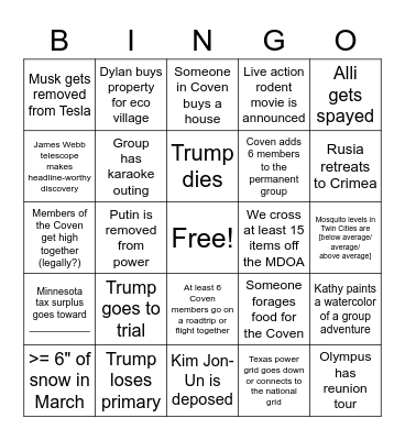 Adventure Coven 2023 (Set 1) Bingo Card