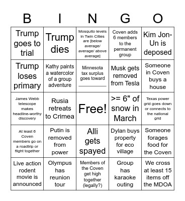 Adventure Coven 2023 (Set 2) Bingo Card