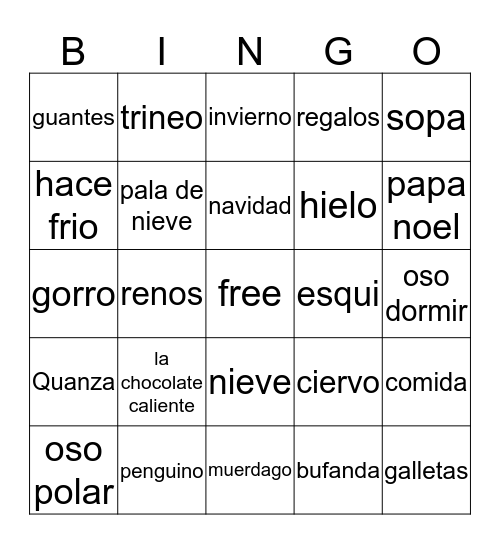 Bingo de Nieve Bingo Card