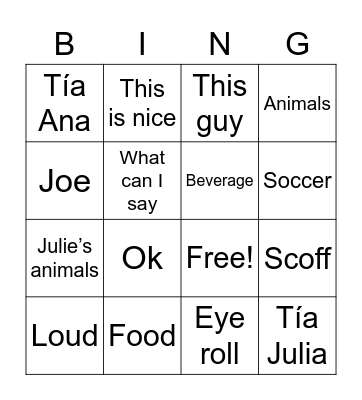 Dad Bingo Card