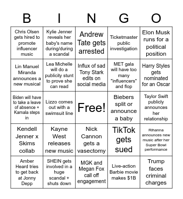 2023 BINGO! Bingo Card