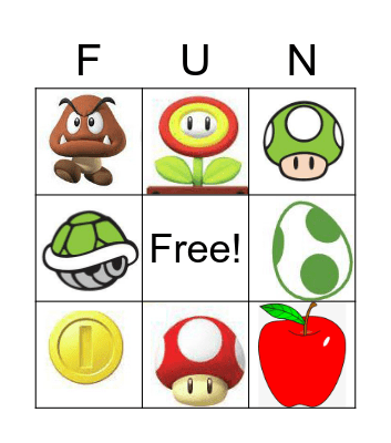 Super Mario Bingo Card