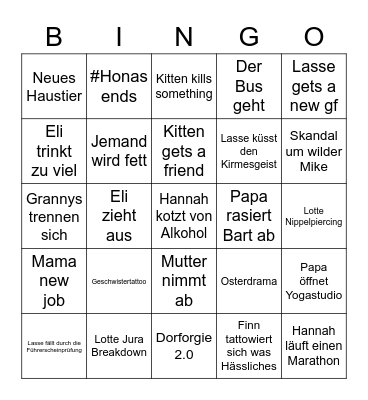 Küllmer Familien-Bingo 2023 Bingo Card