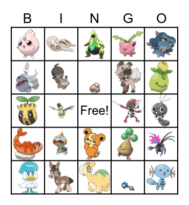Pokemon Bingo Card