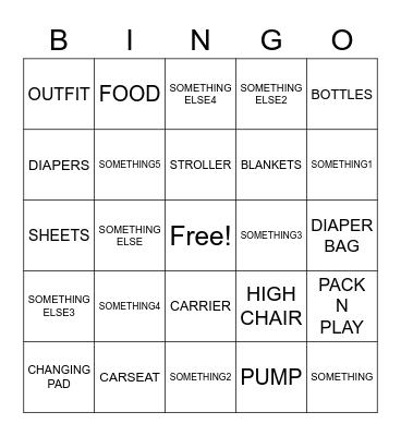 BABY SHOWER GIFT BINGO Card