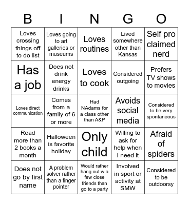 Get to Know You Bingo Card
