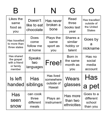 Untitled Bingo Card