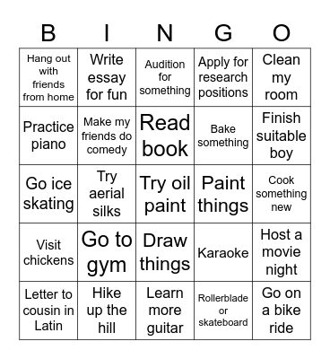 January Bingo Card